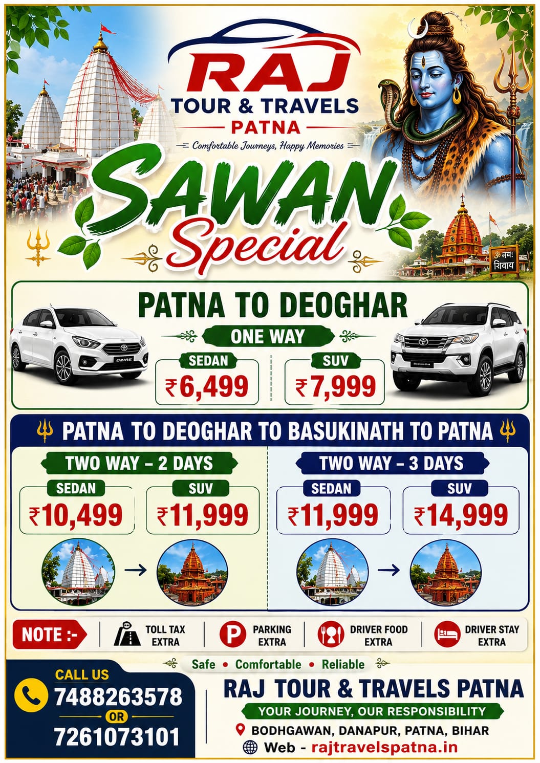 Sawan Special 2026 – Patna to Deoghar & Basukinath